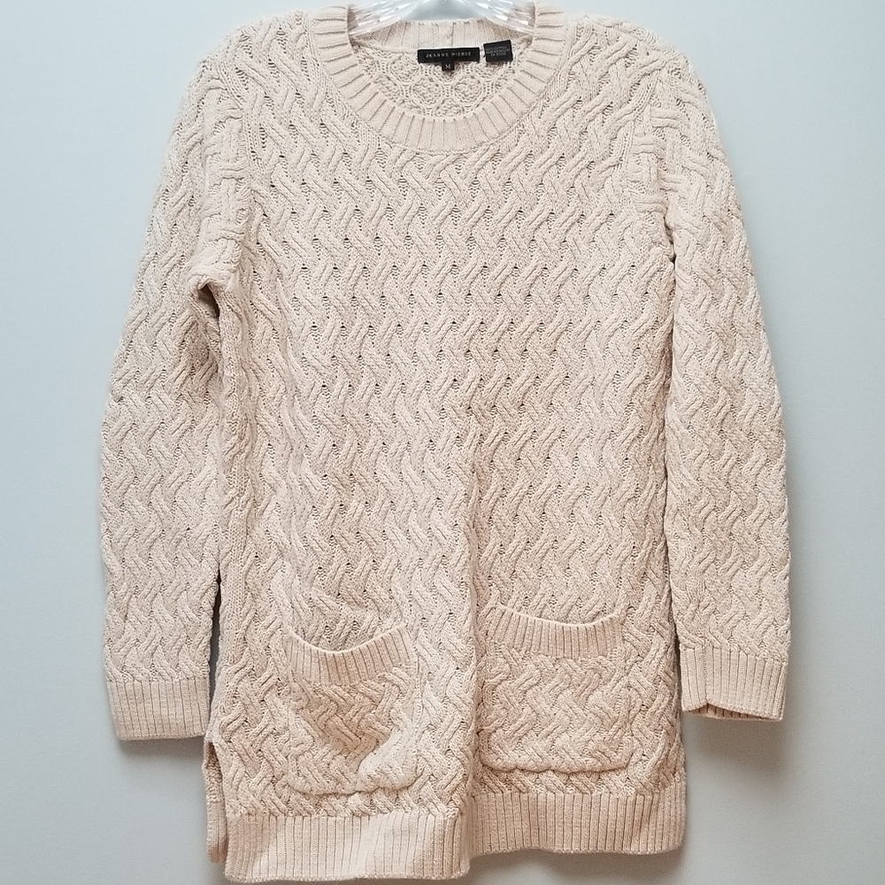JEANNE PIERRE | COTTON CABLE KNIT SWEATER, SIZE M